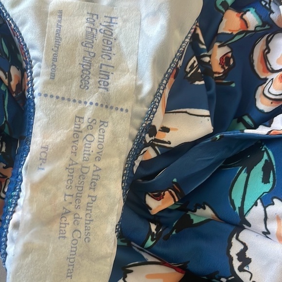 Modcloth One Piece swimsuit blue orange floral tropical floral New Sz S - Picture 4 of 8